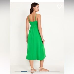 Old Navy Fit & Flare Cami Midi Dress NWT Size M Green